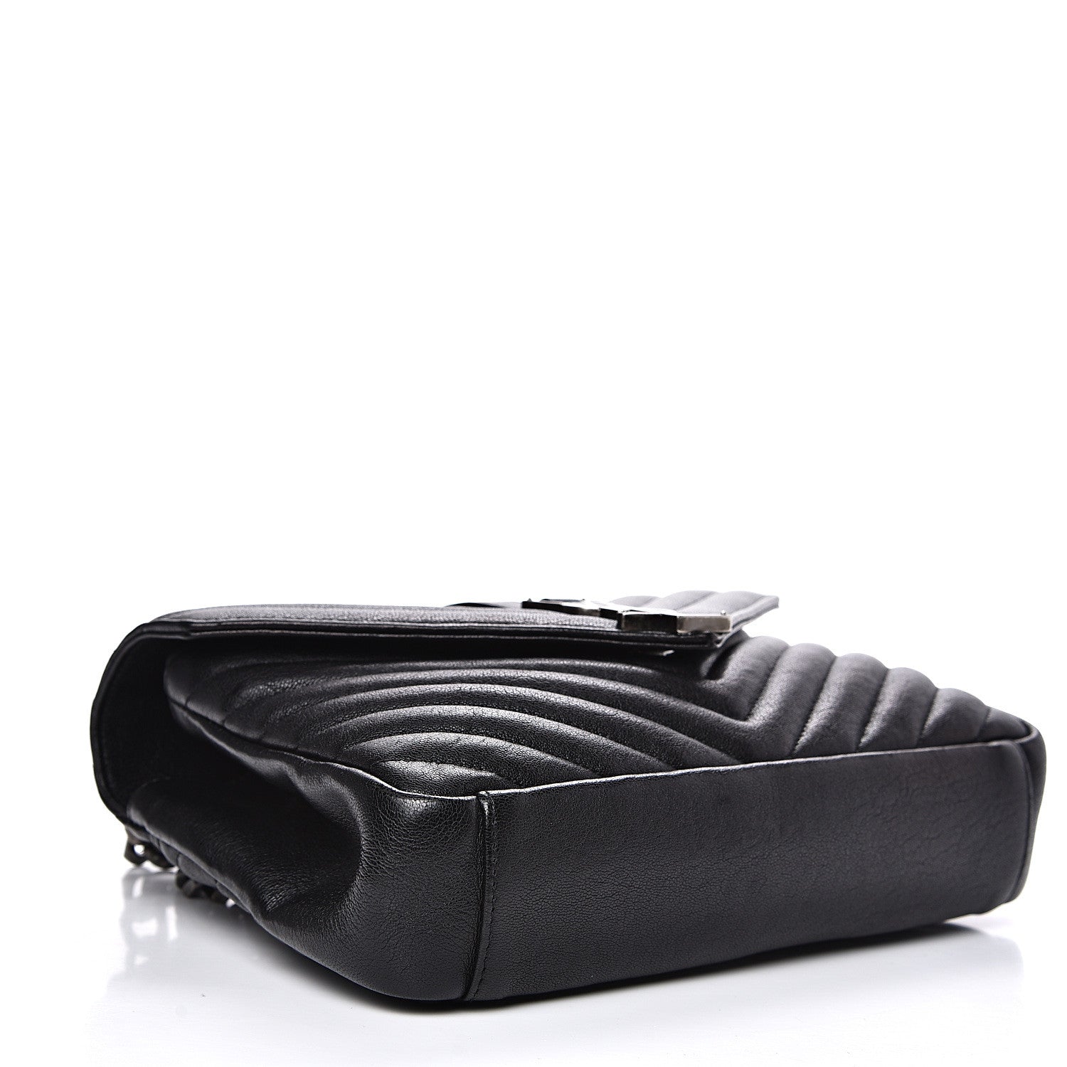 Saint Laurent Sheepskin Matelasse Chevron Monogram Medium College Bag Black 3 of 12