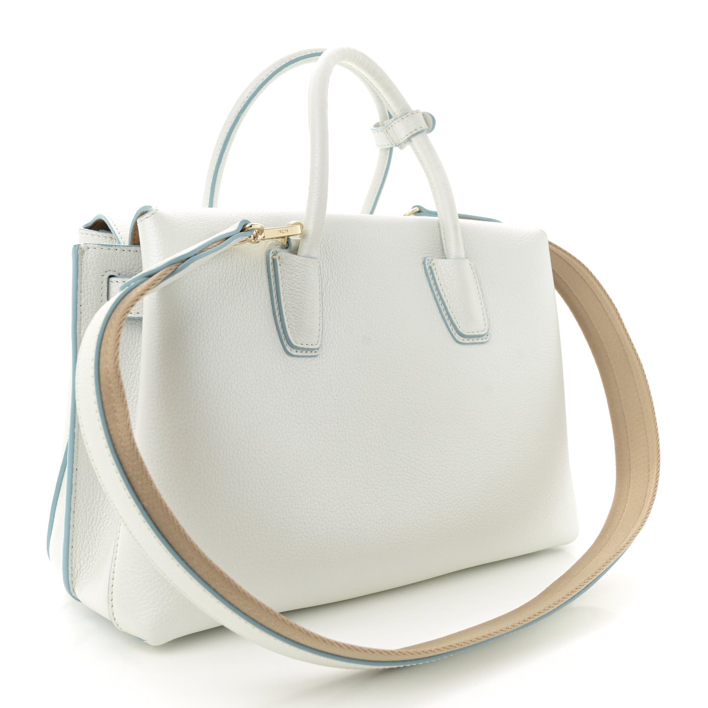 Grained Calfskin Medium Milla Tote White Flake