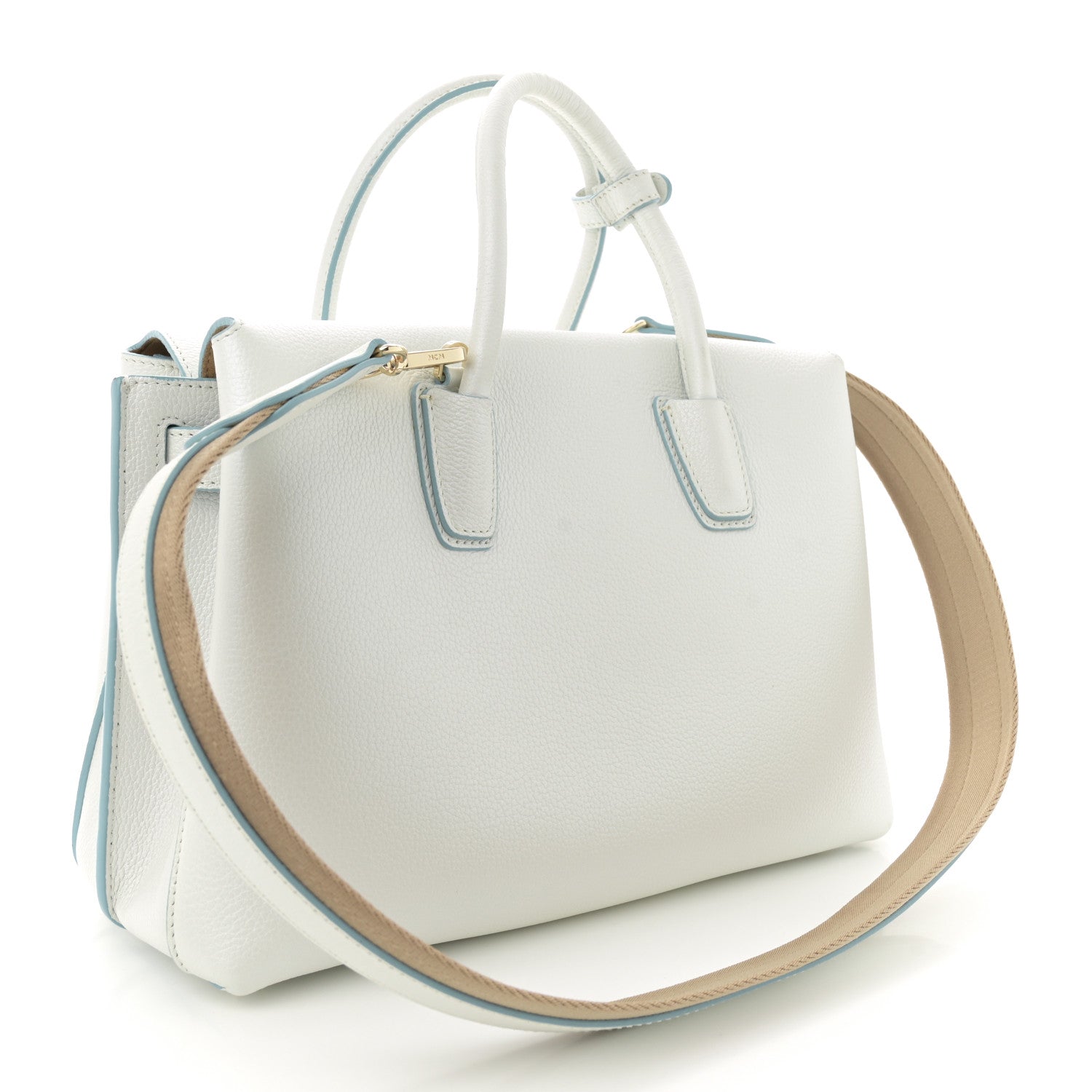 MCM Grained Calfskin Medium Milla Tote White Flake 3 of 12