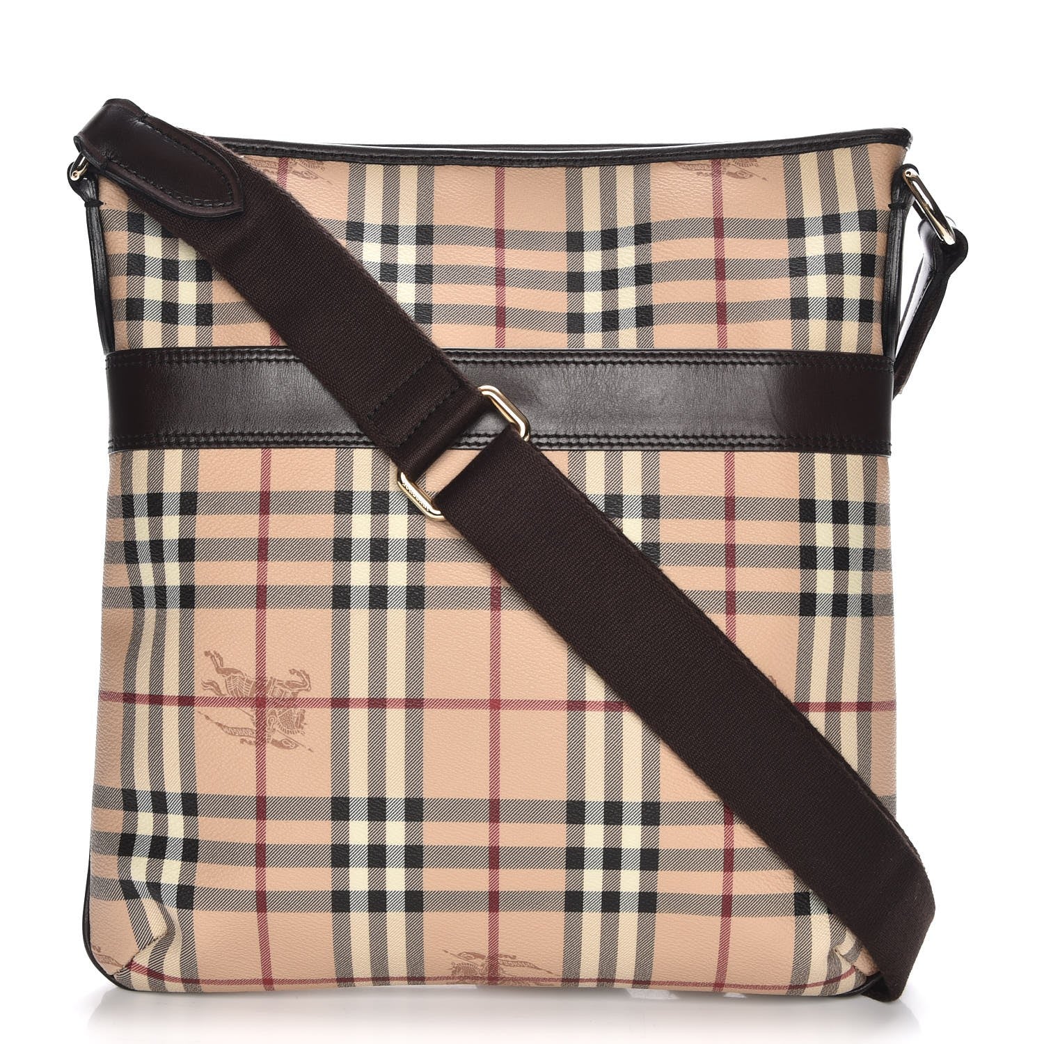 Burberry Haymarket Check Crossbody Messenger Bag Chocolate 1 of 9