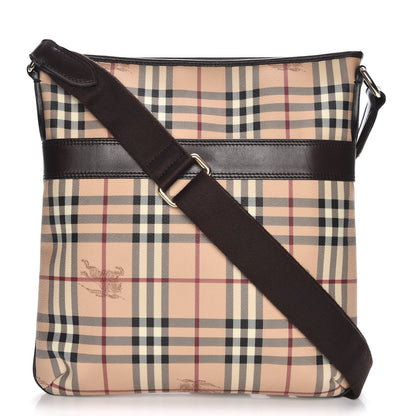 Burberry Haymarket Check Crossbody Messenger Bag Chocolate 1 of 9