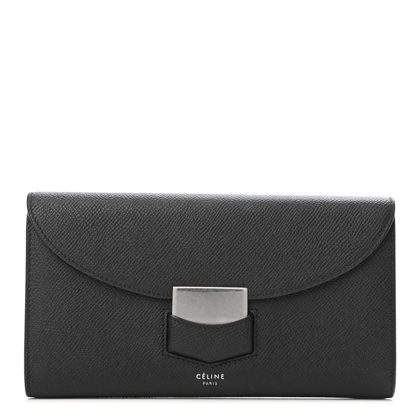 Grained Calfskin Large Trotteur Multifunction Flap Wallet Black