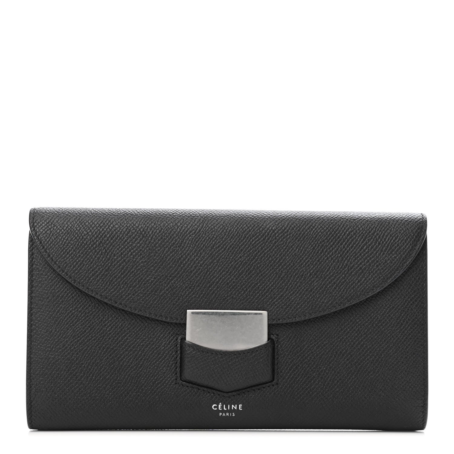 Celine Grained Calfskin Large Trotteur Multifunction Flap Wallet Black 1 of 5