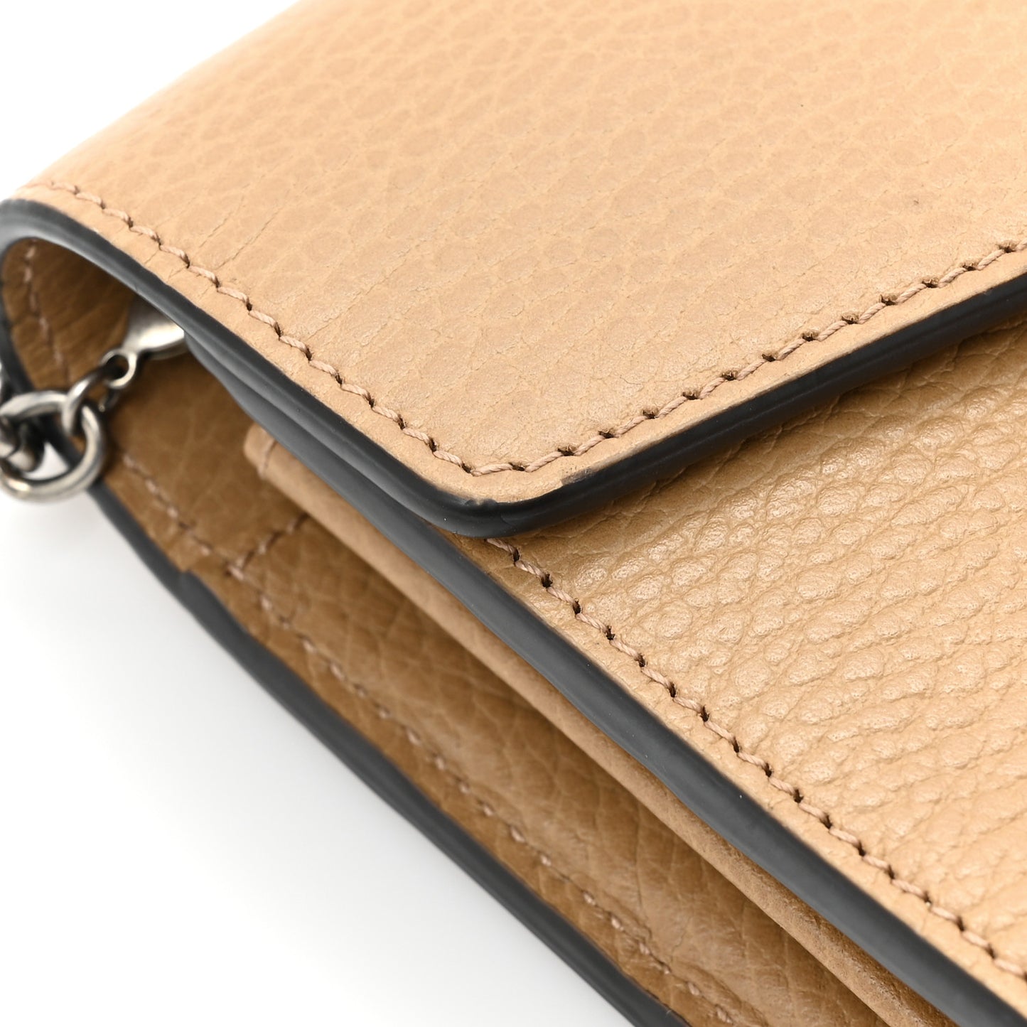 Dollar Calfskin Crystal Mini Dionysus Chain Wallet Natural Tan Black Diamond