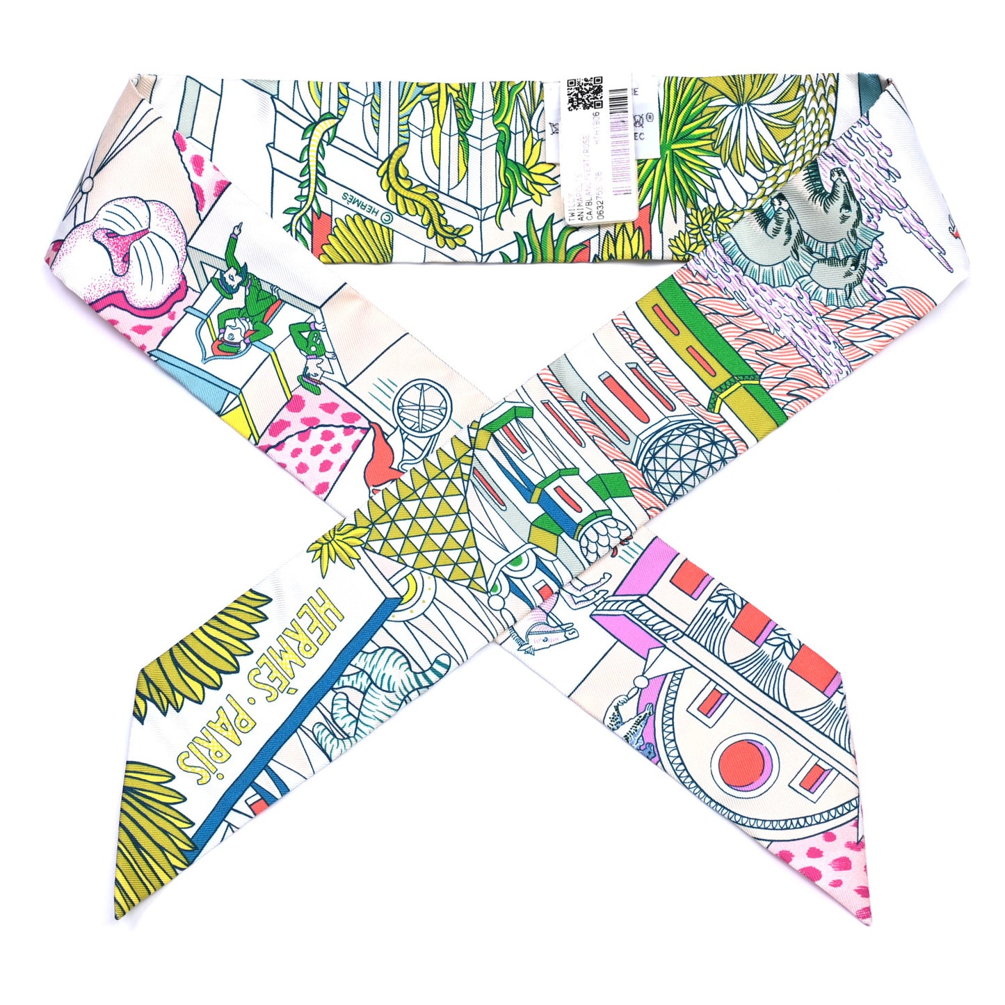 Silk Animapolis Twilly White Vert Rose