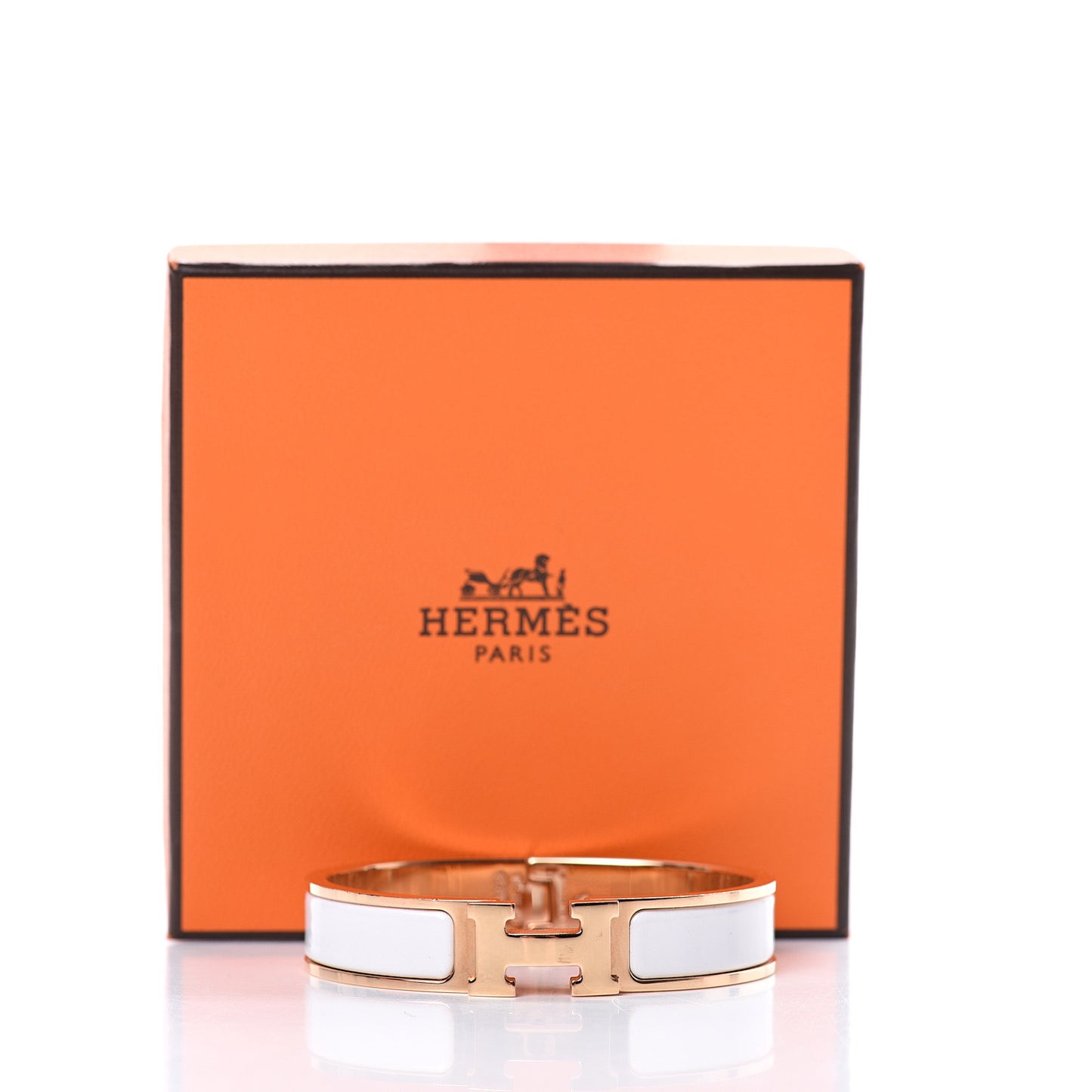 Enamel Narrow Clic Clac H Bracelet PM White