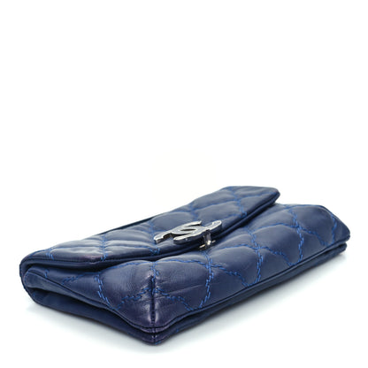 Chanel Calfskin Quilted Double Stitch Hamptons Clutch with Chain Blue 4 of 12