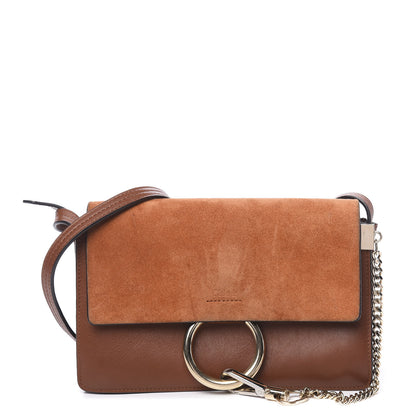 Chloe Suede Calfskin Small Faye Shoulder Bag Tobacco 1 of 14