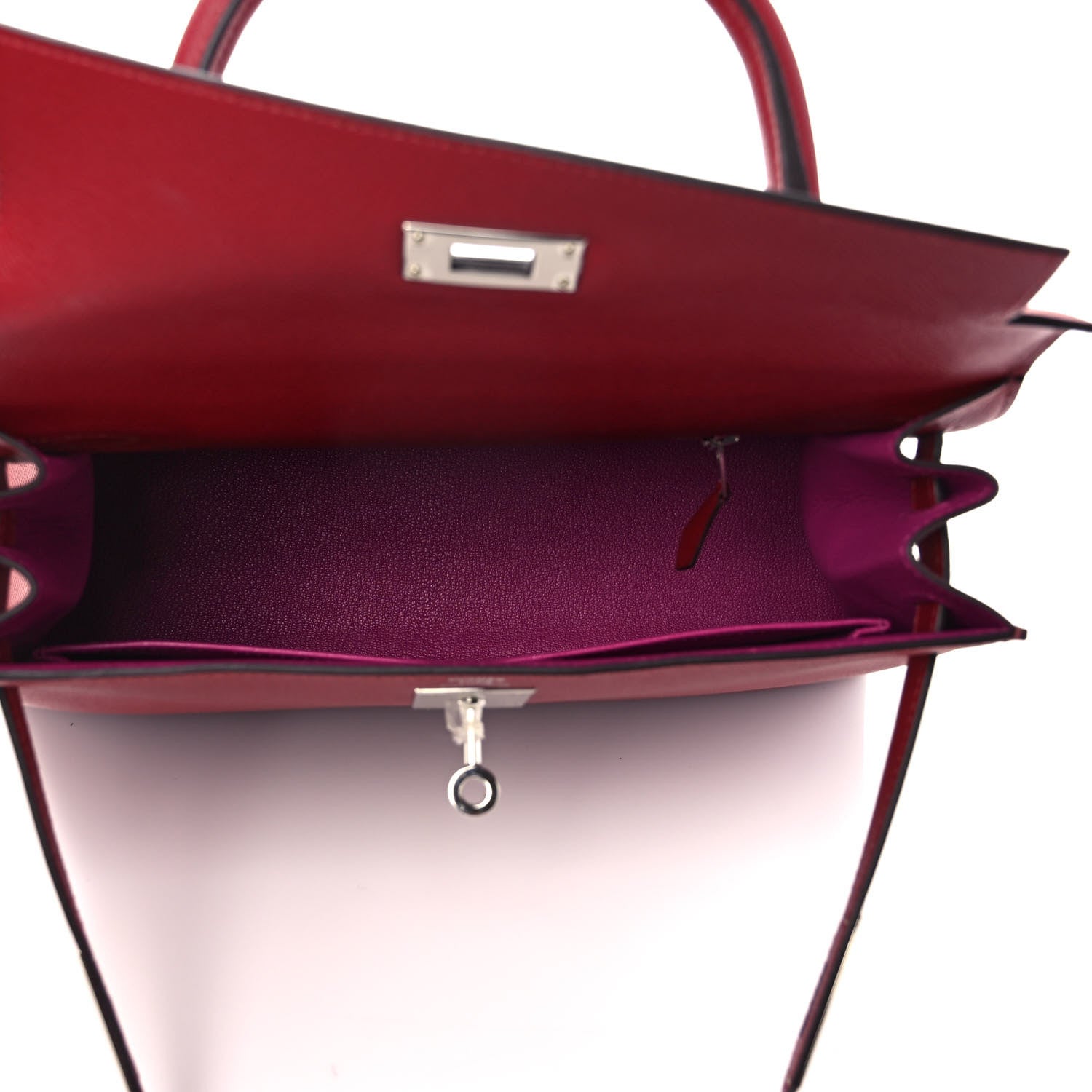 Hermes Epsom Verso Kelly Sellier 28 Rouge Grenat Rose Pourpe 5 of 8