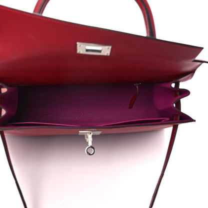 Hermes Epsom Verso Kelly Sellier 28 Rouge Grenat Rose Pourpe 5 of 8