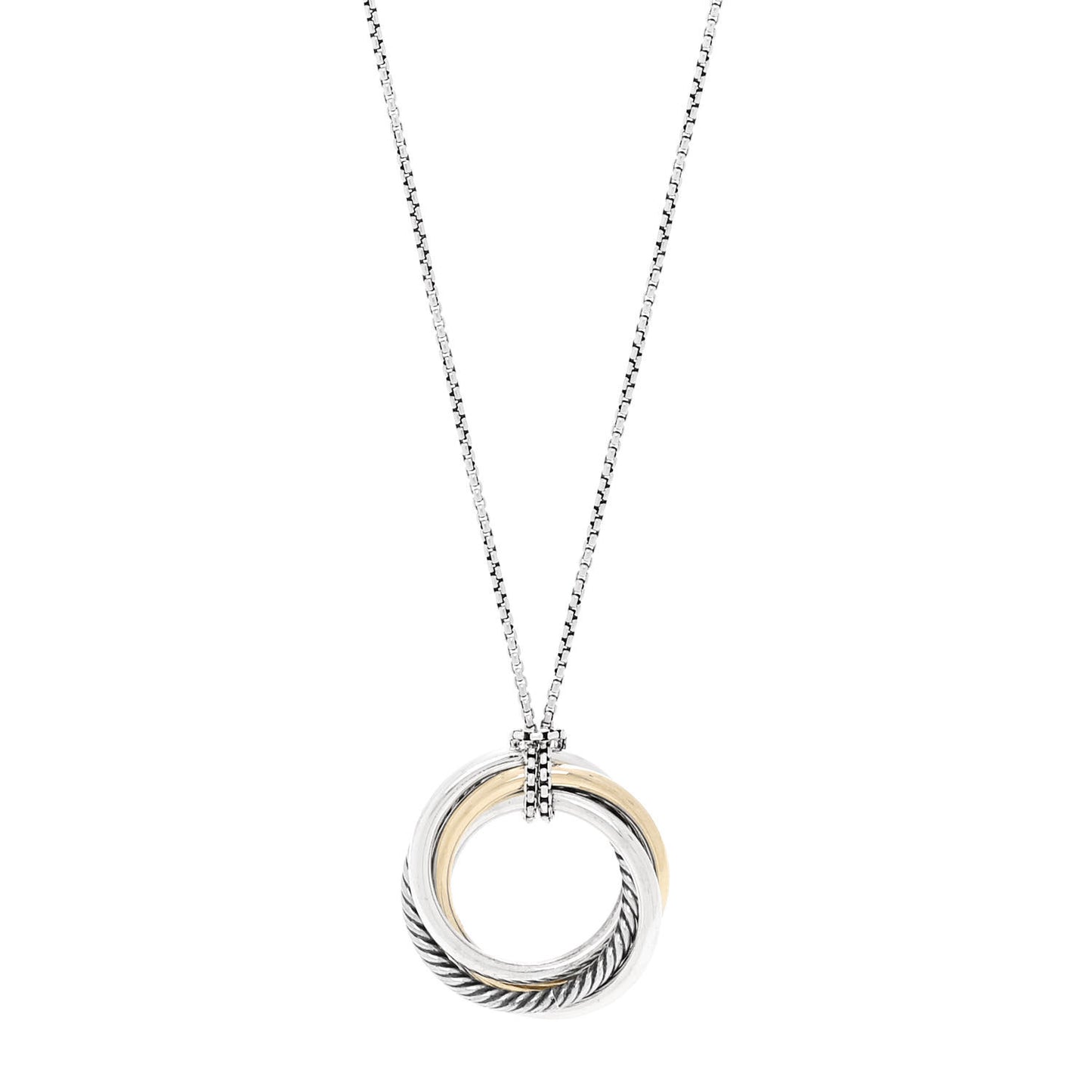 Sterling Silver 14K Yellow Gold 30mm Crossover Pendant Necklace