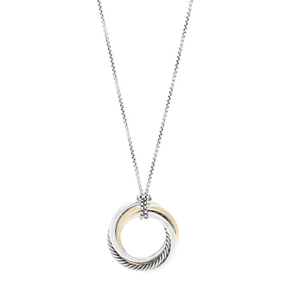 David Yurman Sterling Silver 14K Yellow Gold 30mm Crossover Pendant Necklace 1 of 4
