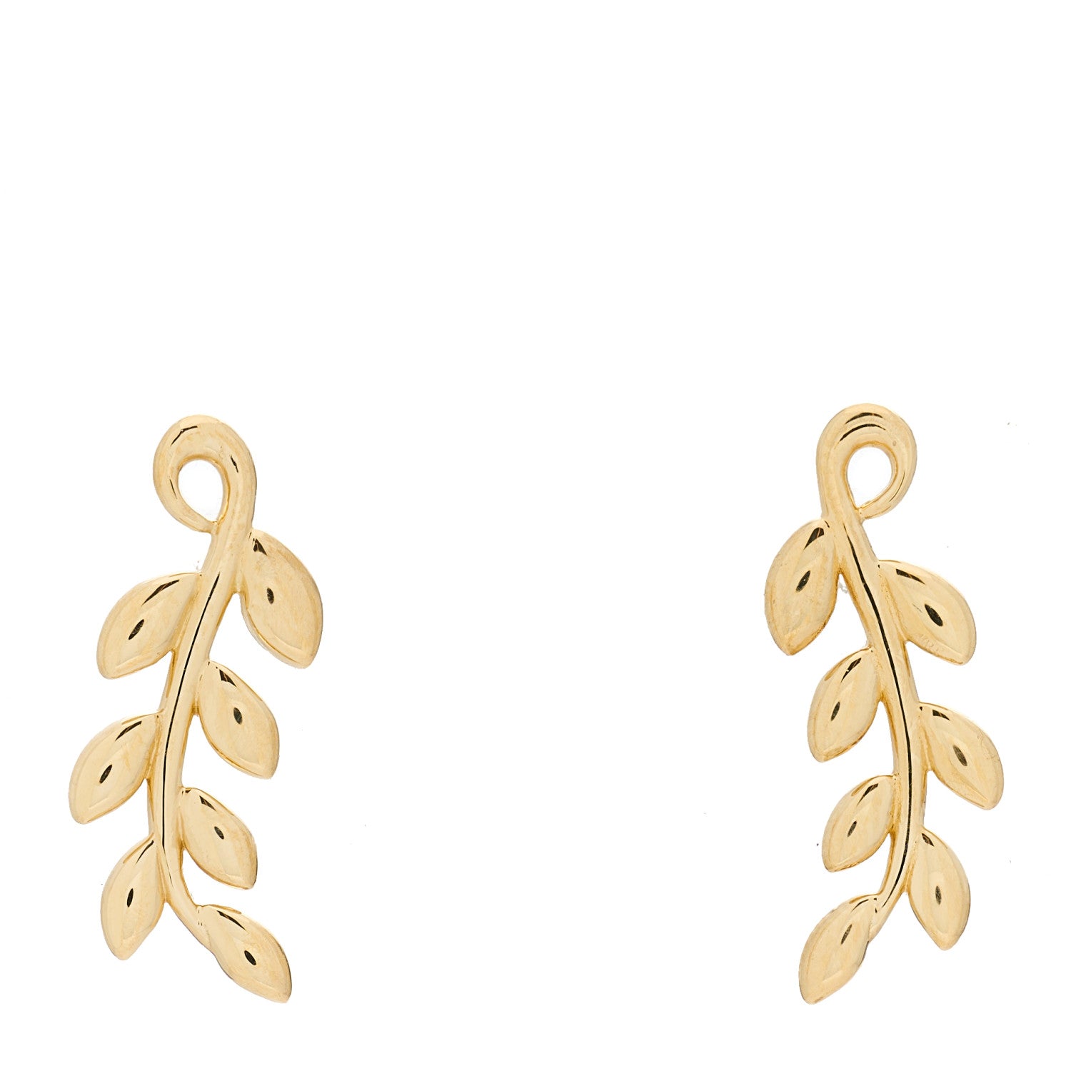 Tiffany 18K Yellow Gold Paloma Picasso Olive Leaf Climber Earrings 1 of 3