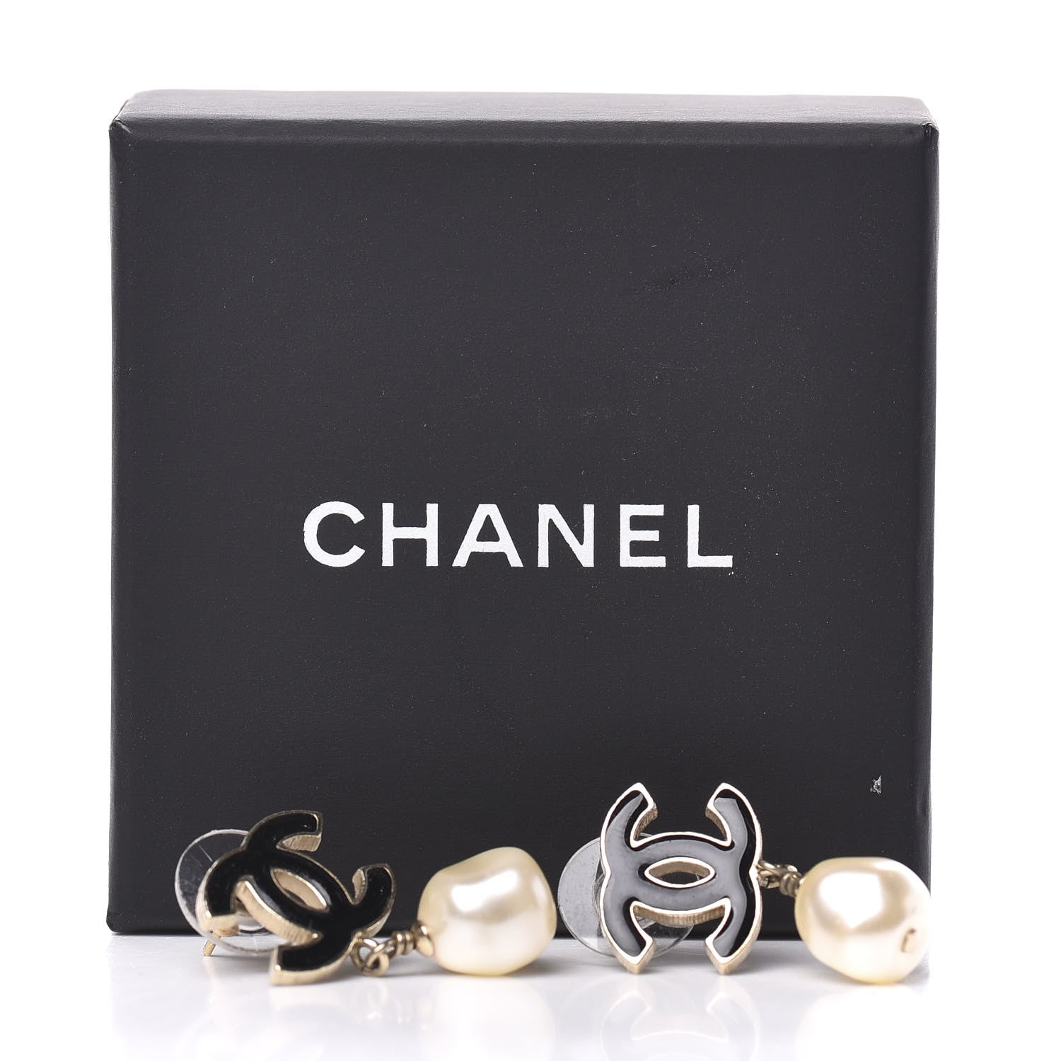 Chanel Enamel CC Pearl Dangle Earrings Black 5 of 5