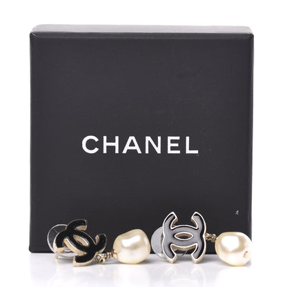 Chanel Enamel CC Pearl Dangle Earrings Black 5 of 5