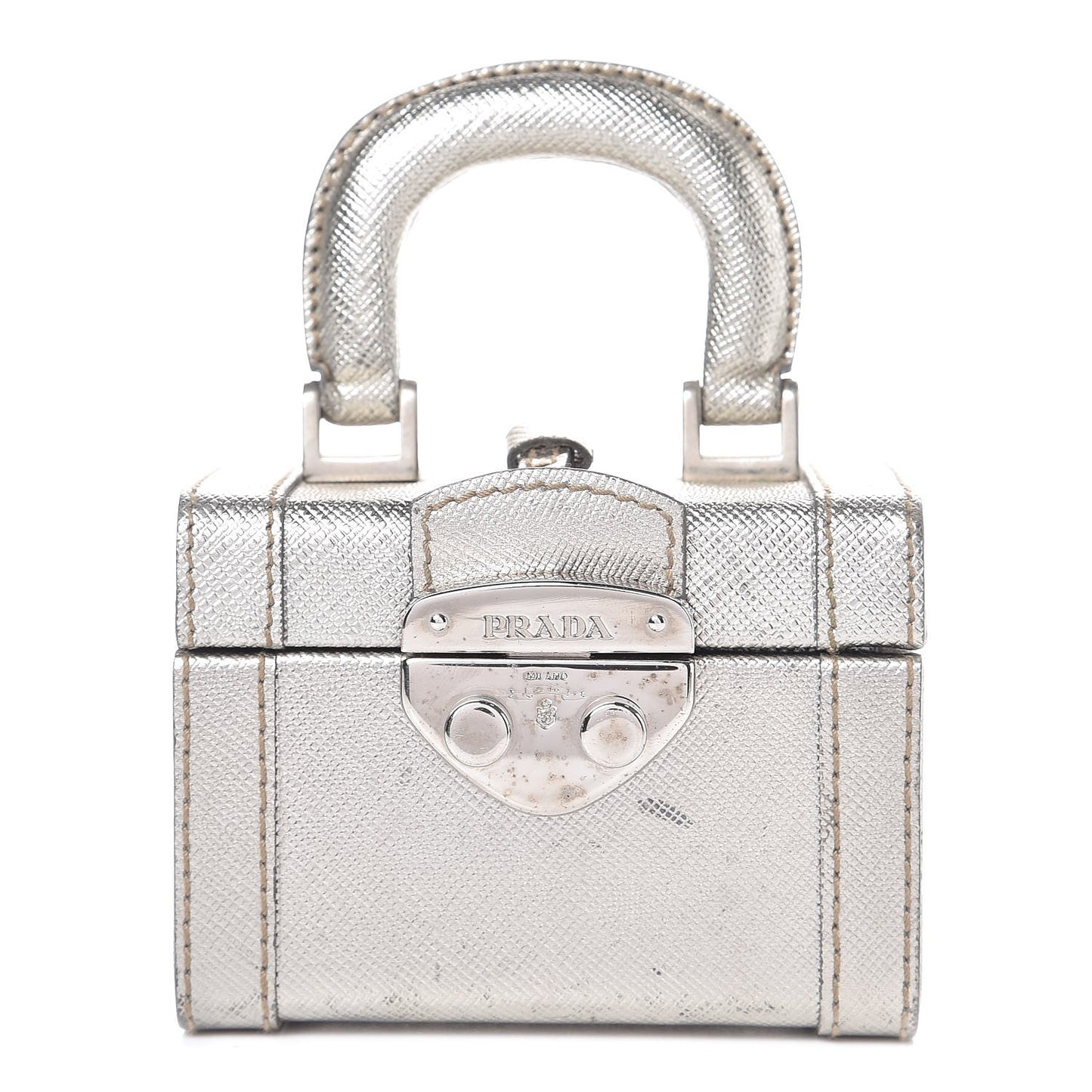 Metallic Saffiano Mini Cosmetic Train Case Cromo