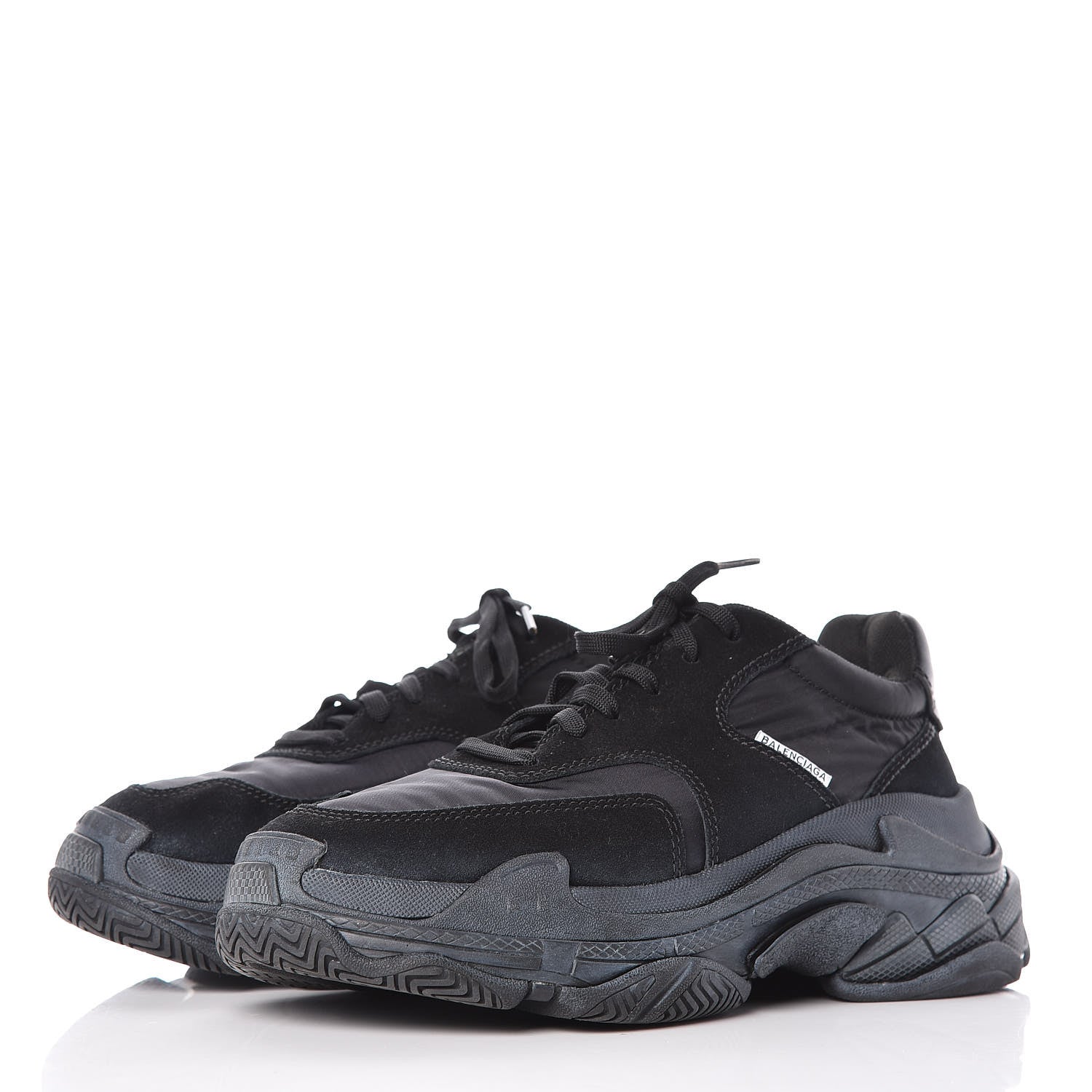 Balenciaga Nylon Suede Womens Triple S 2.0 Sneakers 39 Black 3 of 13