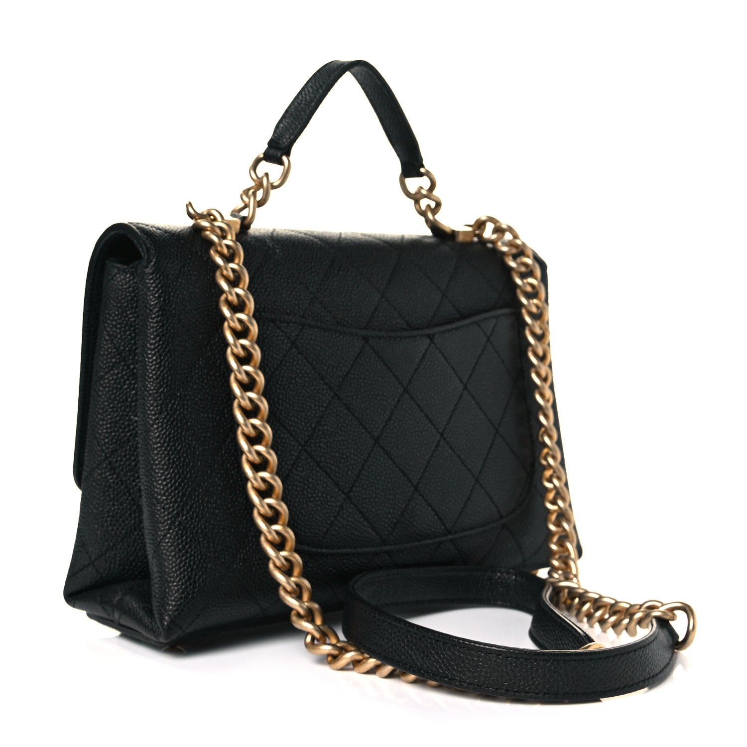 Chanel Grained Calfskin Small Stitched Flap Black 3 of 11