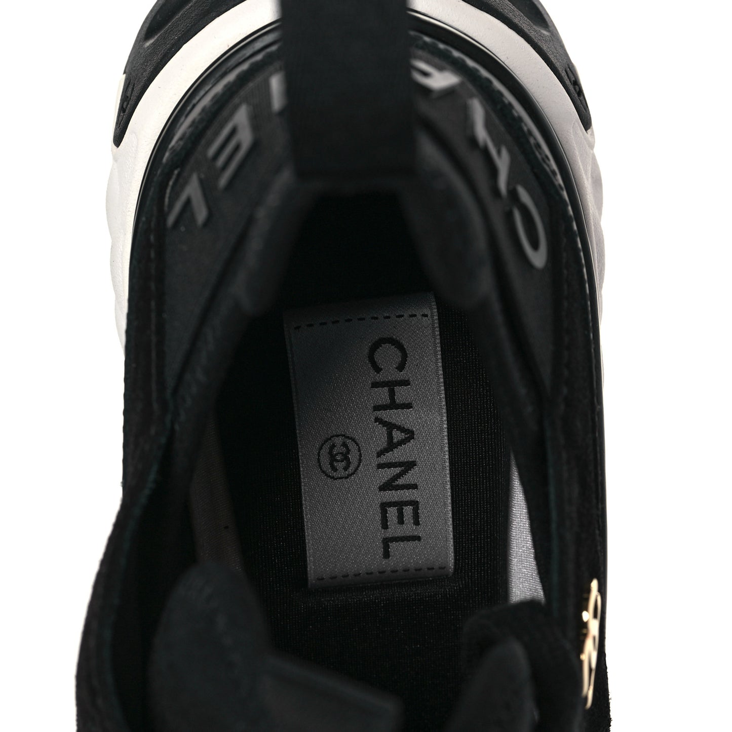 Fabric Calfskin Suede CC Sneakers 37.5 Black
