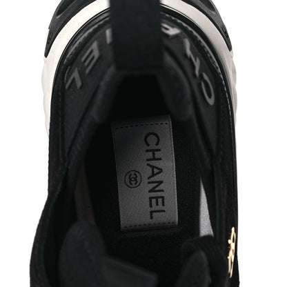 Chanel Fabric Calfskin Suede CC Sneakers 37.5 Black 7 of 8