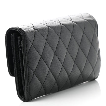 Chanel Caviar Quilted Large Gusset Flap Wallet Black 3 of 9