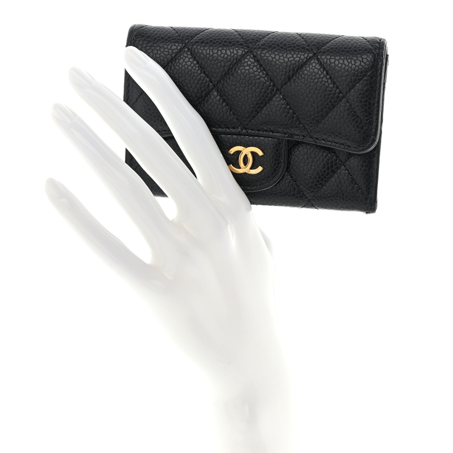 Chanel Caviar Quilted Flap Card Holder Wallet Black 2 of 11