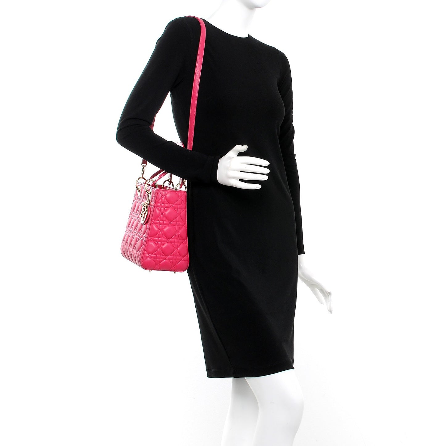 Lambskin Cannage Medium Lady Dior Pink