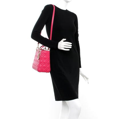 Christian Dior Lambskin Cannage Medium Lady Dior Pink 2 of 13