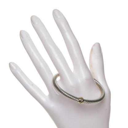 David Yurman Sterling Silver 14K Yellow Gold 5mm Cable Classics Single Station Bracelet 2 of 5