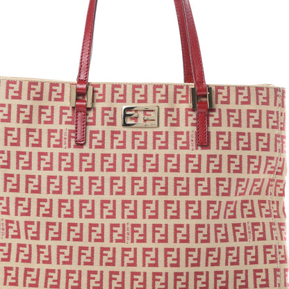 Fendi Zucchino Vitello Tote Beige Rosso 8 of 14