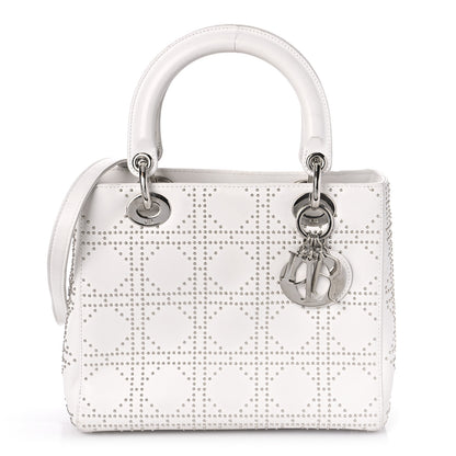 Christian Dior Lambskin Studded Cannage Medium Lady Dior White 1 of 19