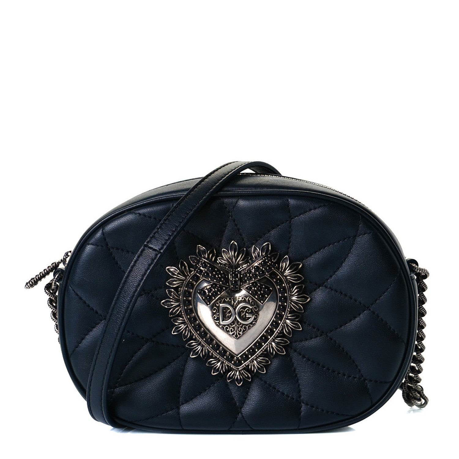 Dolce & Gabbana Smooth Calfskin Mini Devotion Camera Bag Black 1 of 9