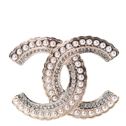 Chanel Pearl Crystal Queen of France CC Brooch Gold 1 of 4
