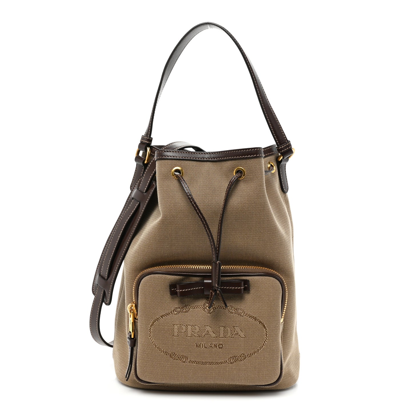 Jacquard Logo Mini Bucket Crossbody Bag Corda Bruciato