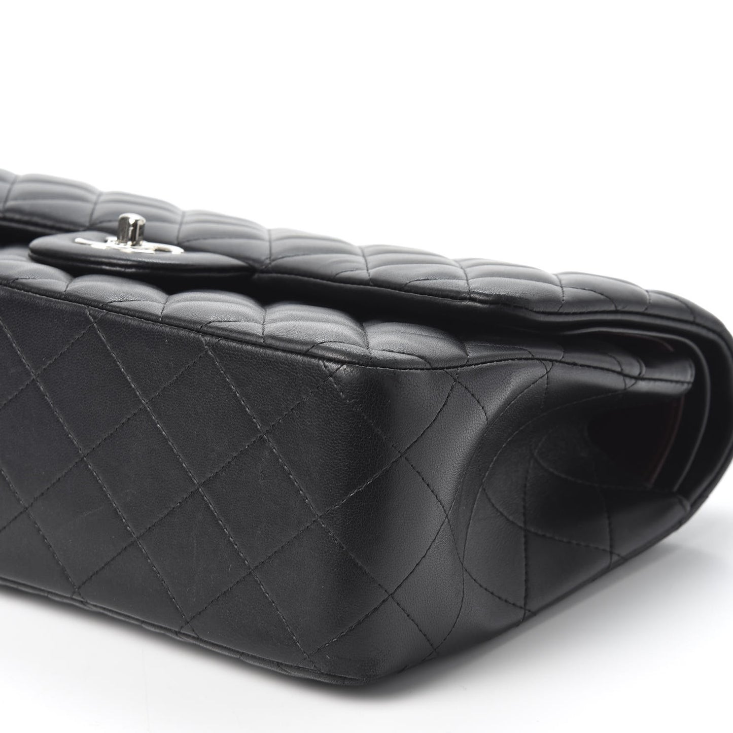 Lambskin Quilted Jumbo Double Flap Black