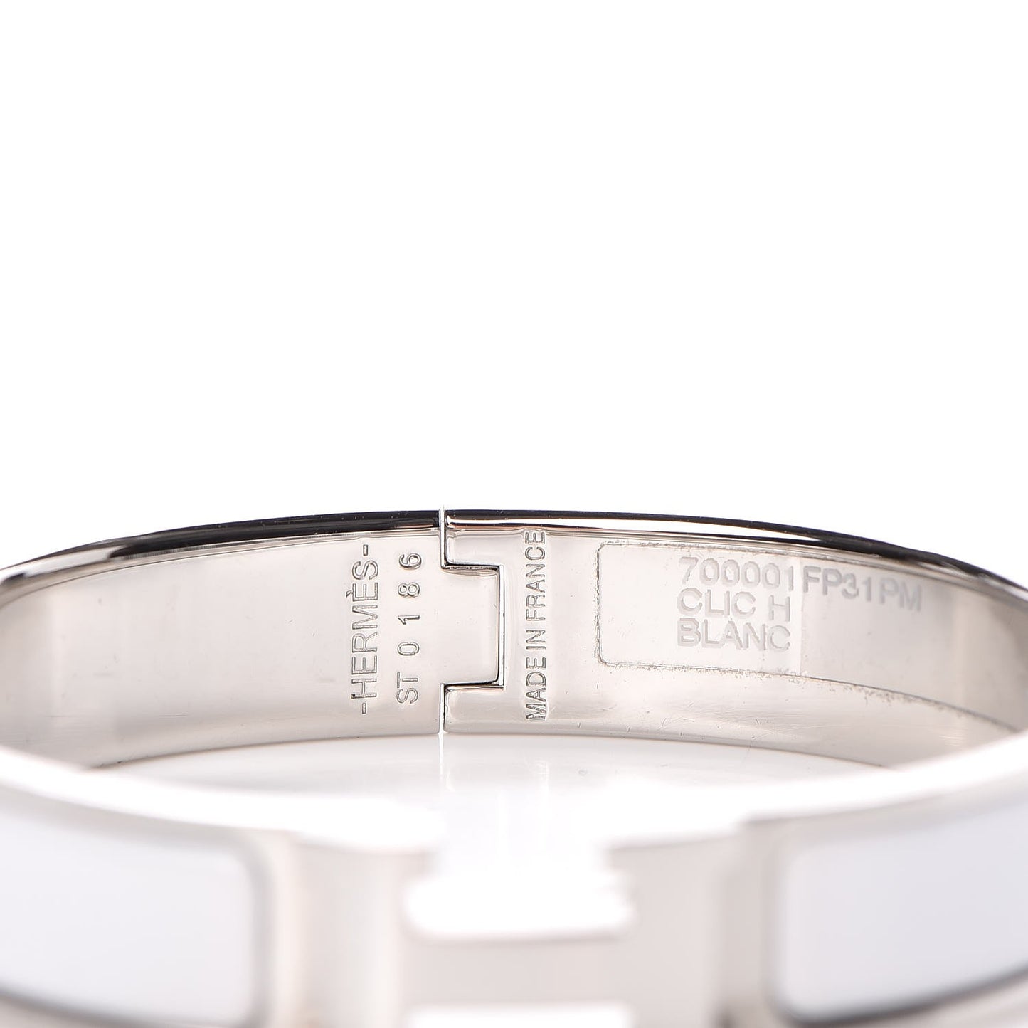 Enamel Narrow Clic Clac H Bracelet PM White