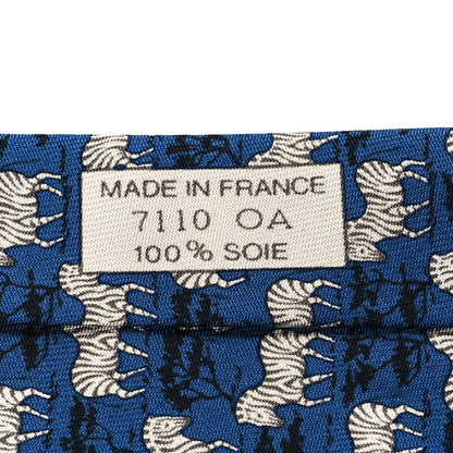 Hermes Printed Silk Mens Neck Tie Bleu 4 of 6