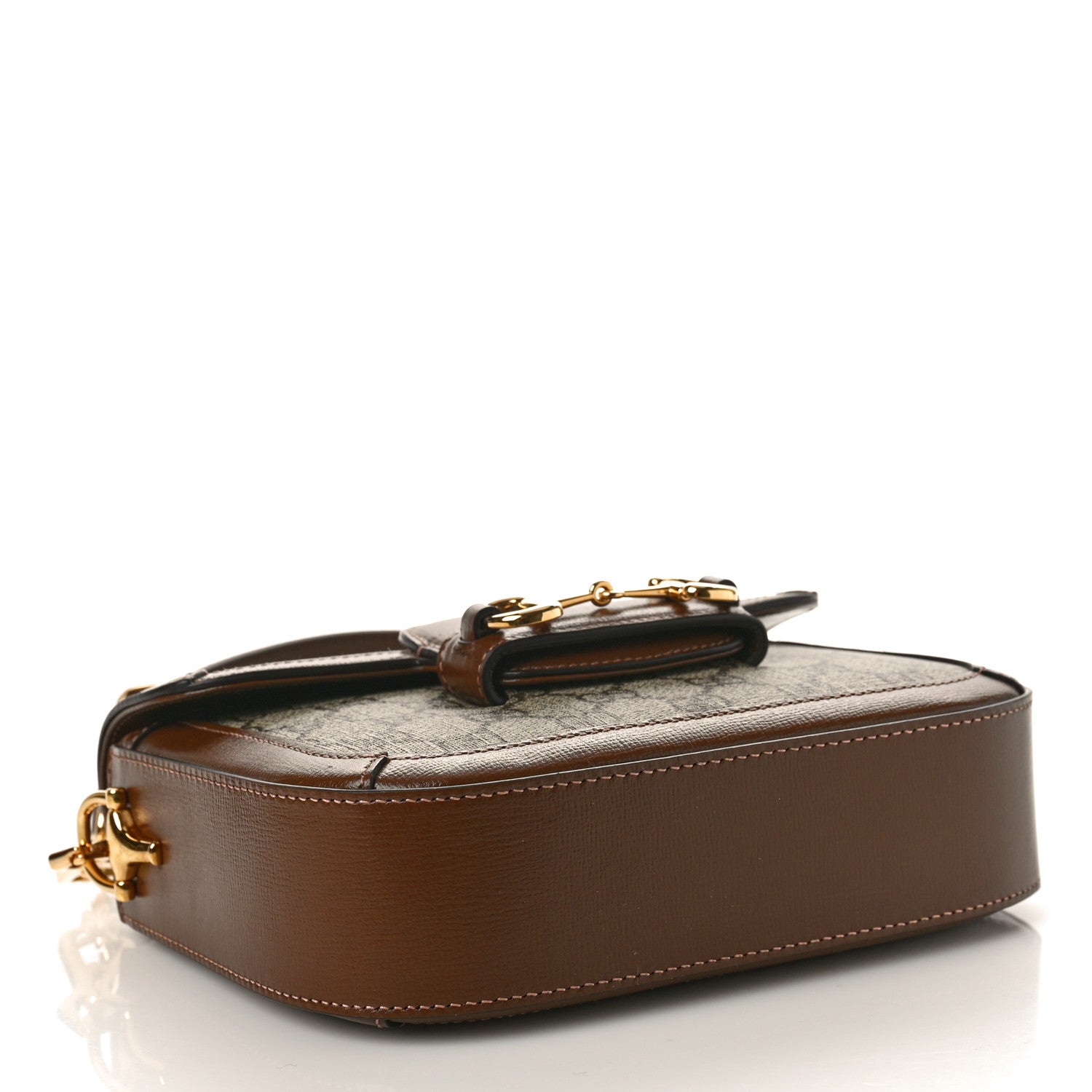 Gucci GG Supreme Monogram Web Mini Horsebit 1955 Shoulder Bag Beige Brown Sugar 4 of 10