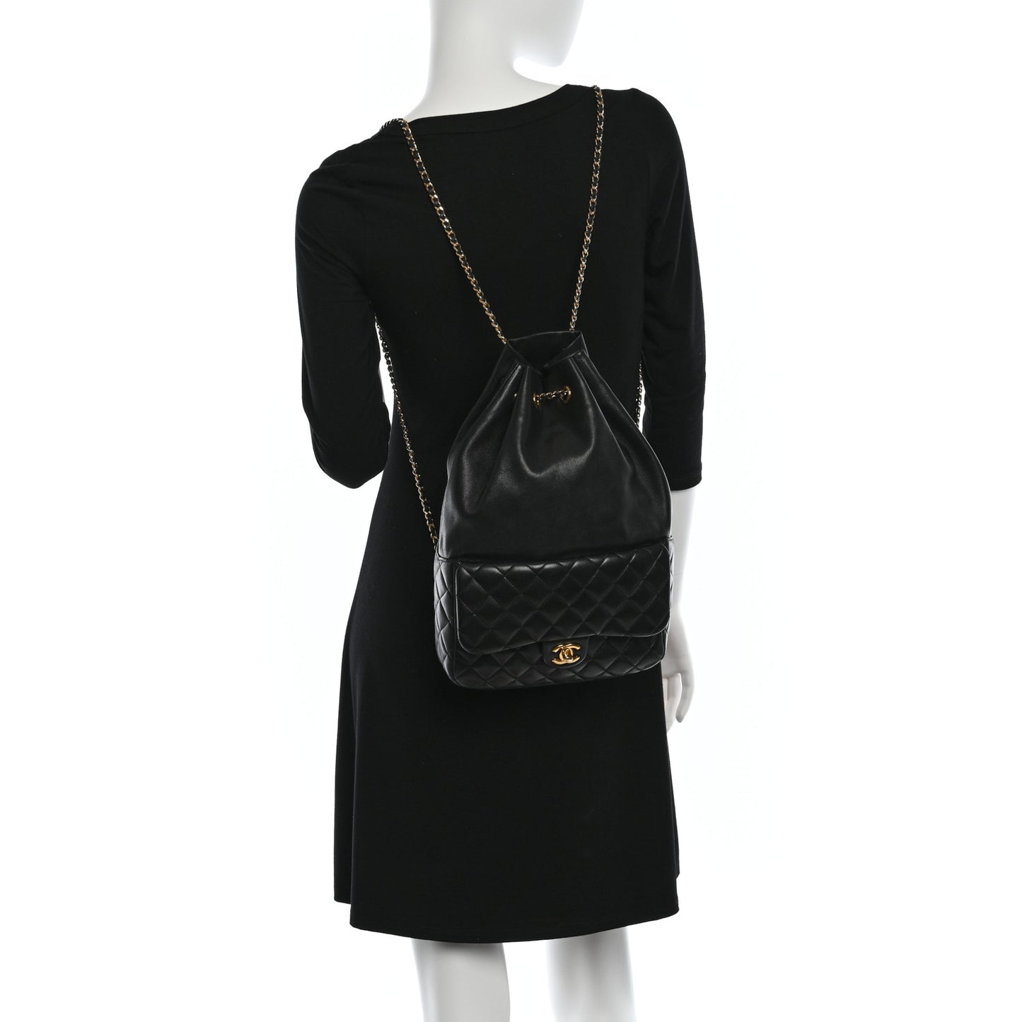 Lambskin Quilted Large In Seoul Backpack Black