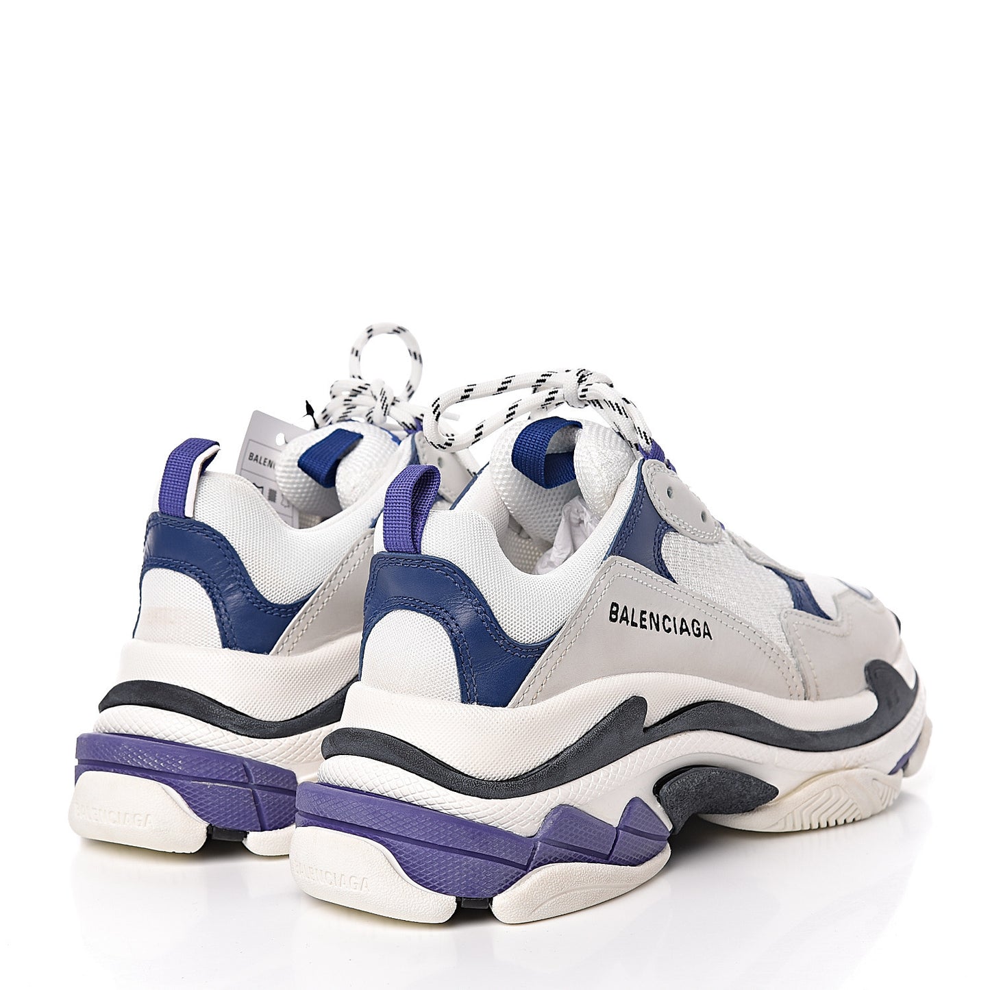 Mesh Nubuck Womens Triple S Sneakers 40 White Bleu Violet