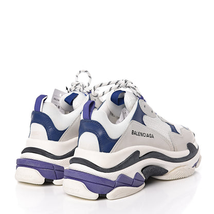 Balenciaga Mesh Nubuck Womens Triple S Sneakers 40 White Bleu Violet 4 of 9