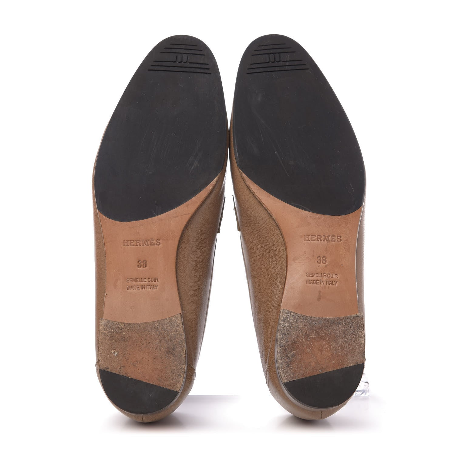 Hermes Goatskin Womens Paris Loafers 38 Etoupe 6 of 14