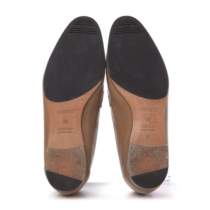 Hermes Goatskin Womens Paris Loafers 38 Etoupe 6 of 14