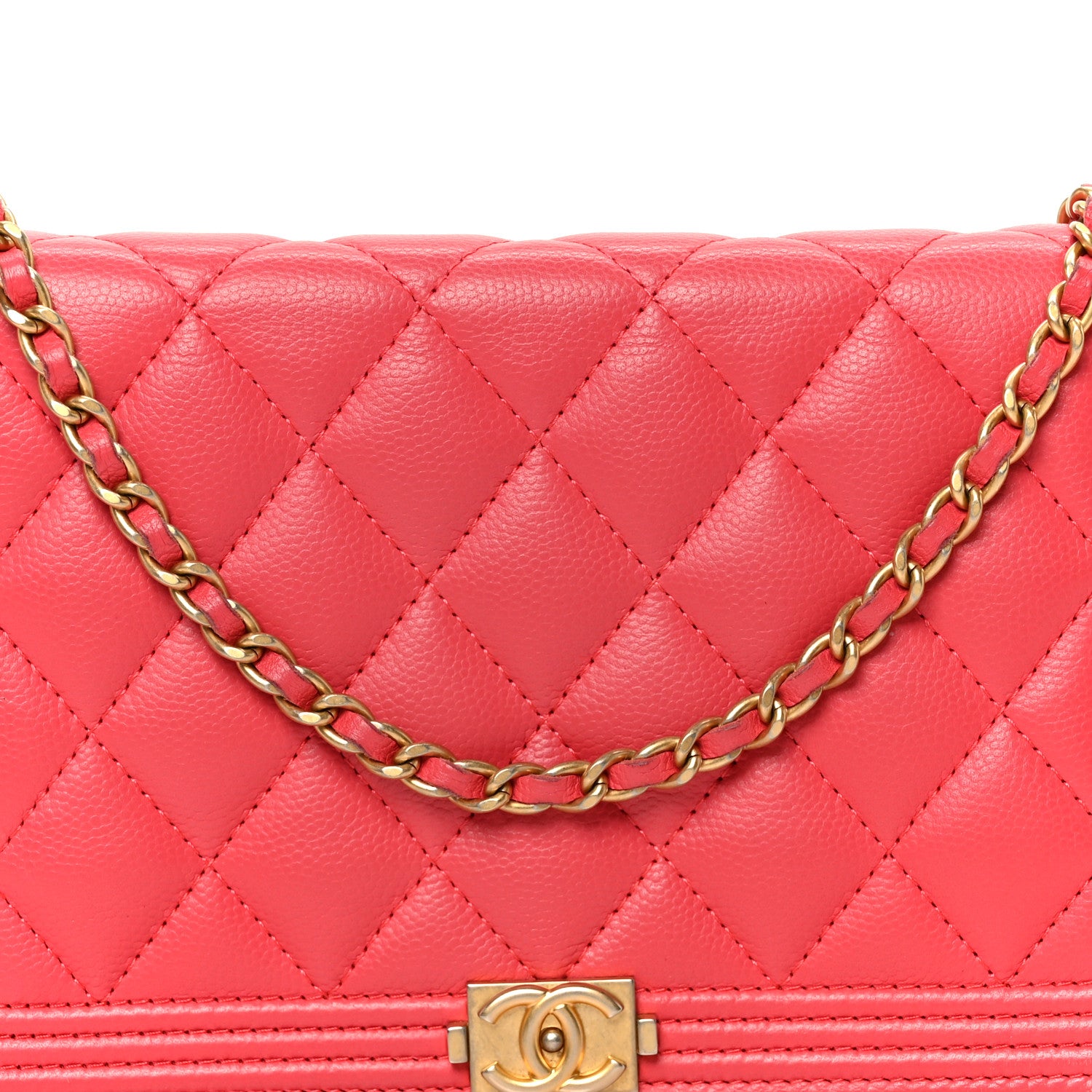 Chanel Caviar Quilted Boy Wallet On Chain WOC Dark Pink 9 of 12