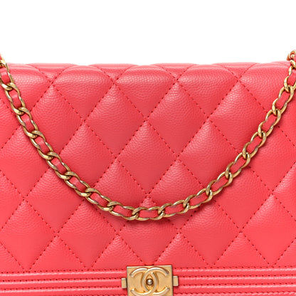 Chanel Caviar Quilted Boy Wallet On Chain WOC Dark Pink 9 of 12