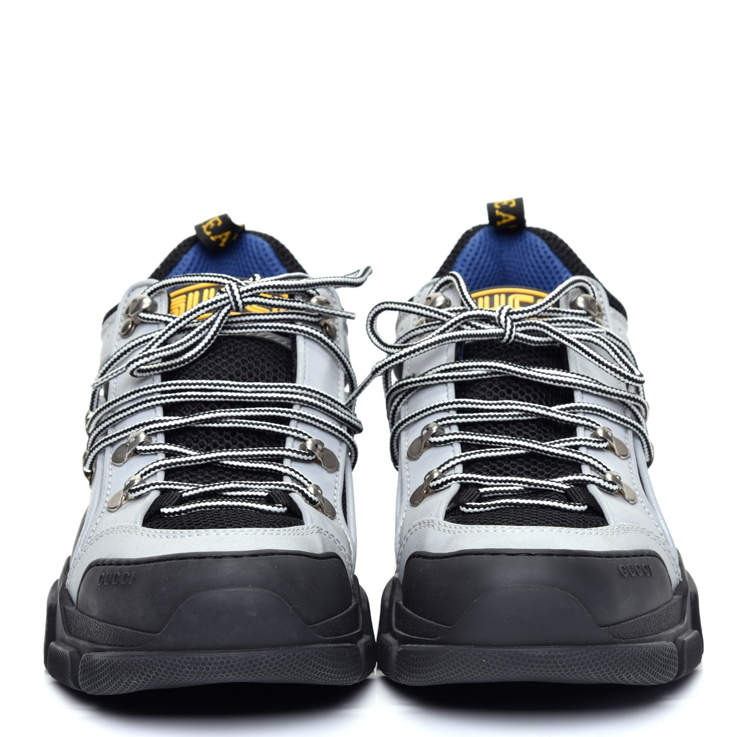 X SEGA Mesh Technical Canvas Calfskin Reflective Mens Flashtrek Sneakers 7 Silver Black