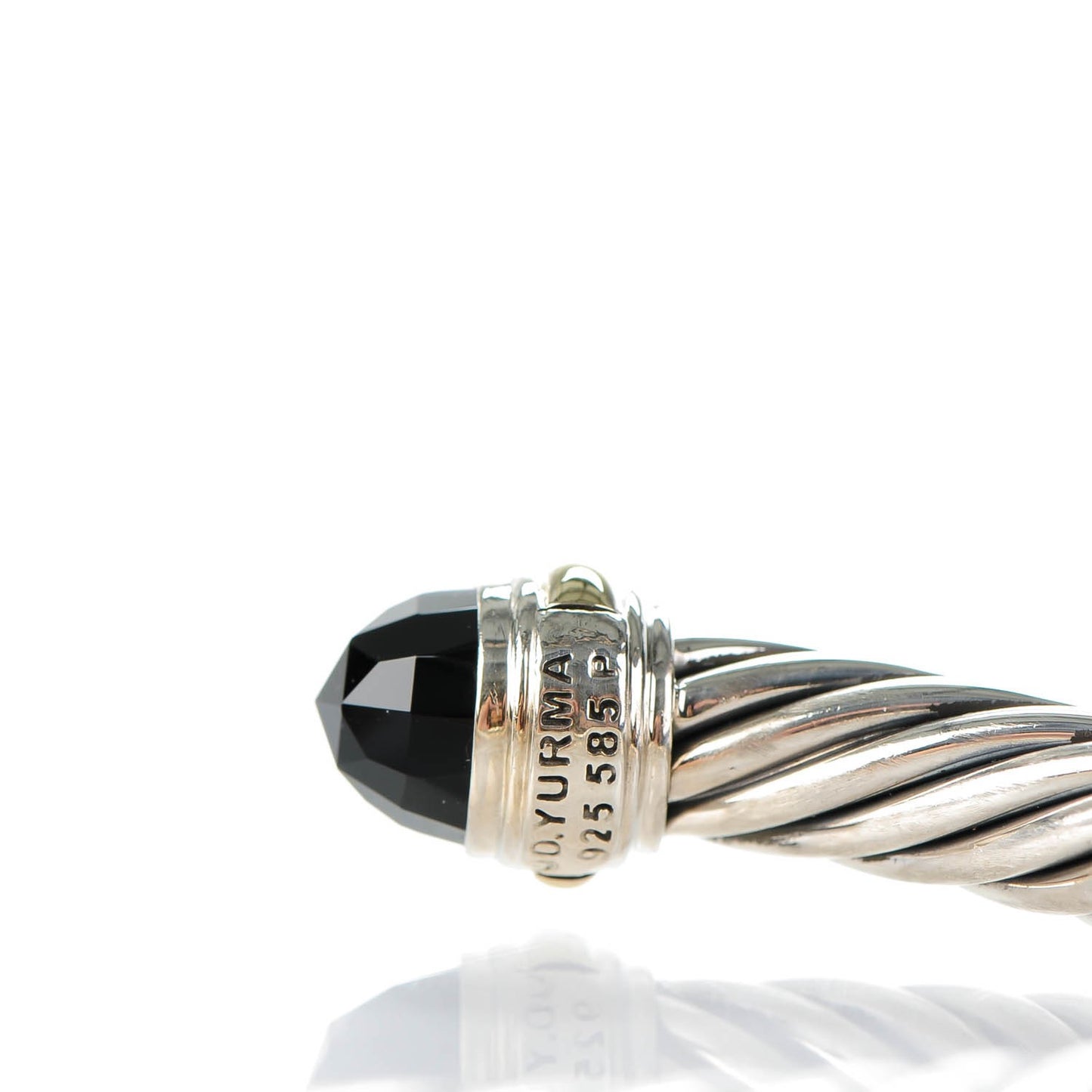 Sterling Silver 14K Yellow Gold Black Onyx 7mm Cable Classics Bracelet
