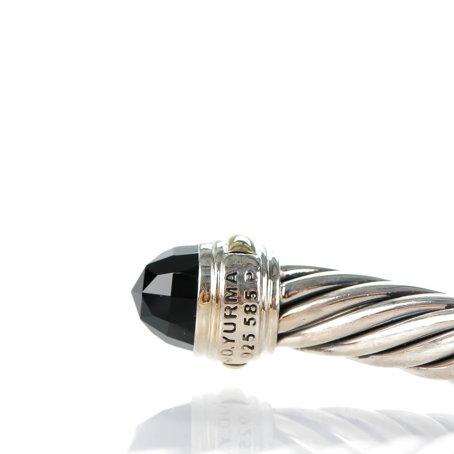 David Yurman Sterling Silver 14K Yellow Gold Black Onyx 7mm Cable Classics Bracelet 5 of 5