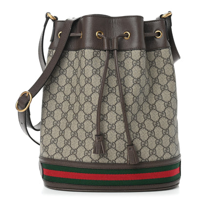 Gucci GG Supreme Monogram Web Ophidia Bucket Bag Brown 1 of 9