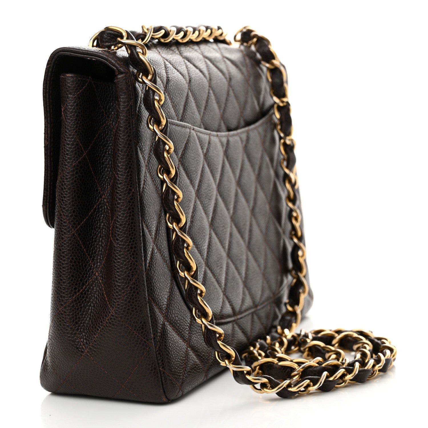Chanel Caviar Quilted Jumbo Single Flap Brown 3 of 18